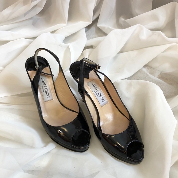 JIMMY CHOO SLINGBACK PATENT LEATHER STILETTO - Picture 2 of 4